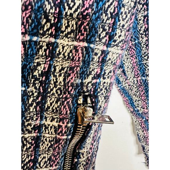 IRO Multicolored Printed Tweed Long Sleeve Frayed Hem Frannie Jacket size 36 - Picture 10 of 14